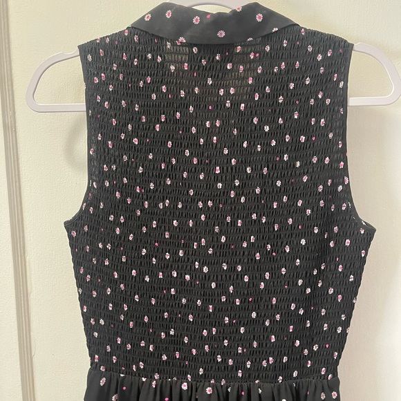 Kate Spade Floral Sleeveless Dress, Black with Pink tiny flowers | Size 2 - Picture 6 of 11